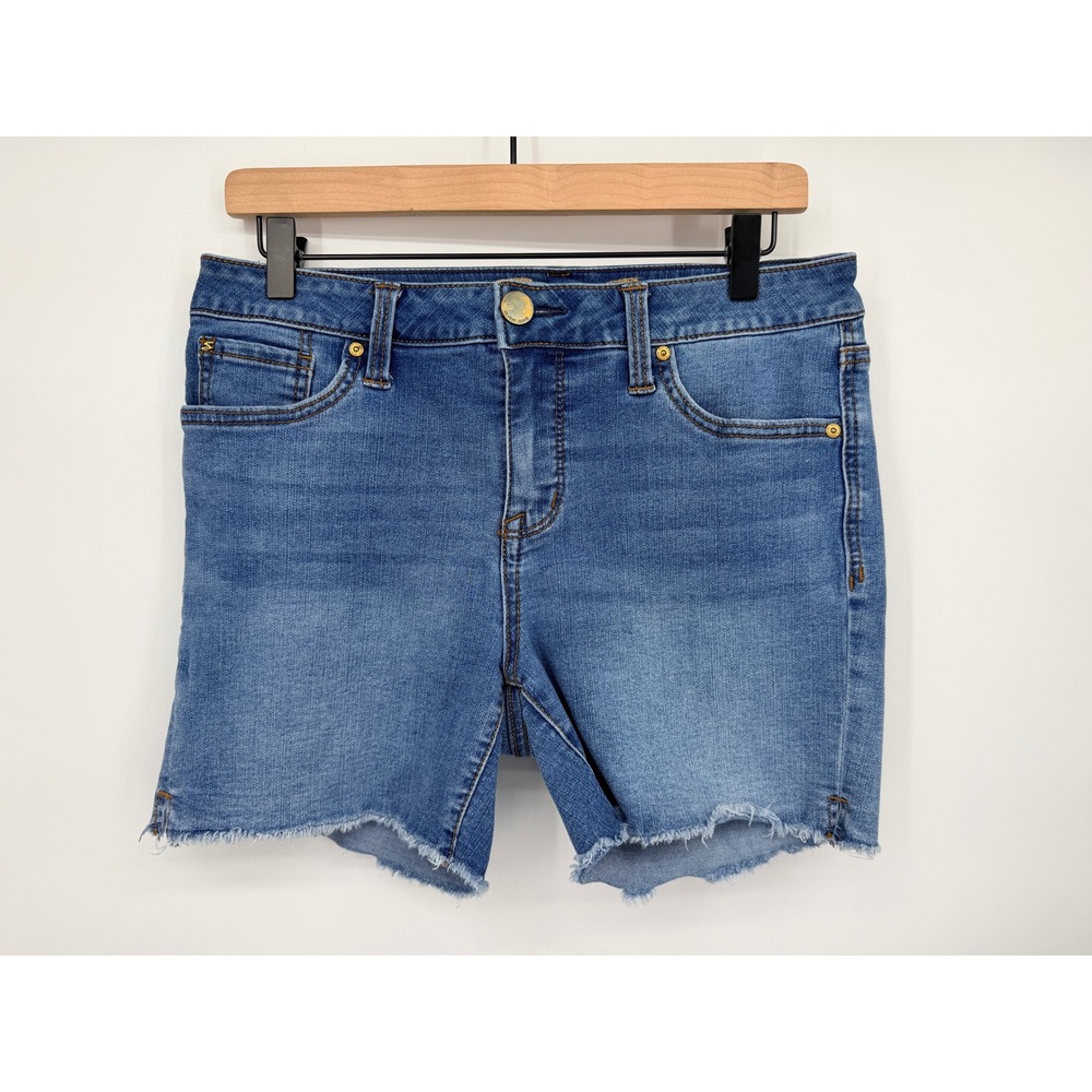 Seven7 Denim Shorts Women 10 Blue Excellent Raw Hem Frayed Mid Rise Cutoffs